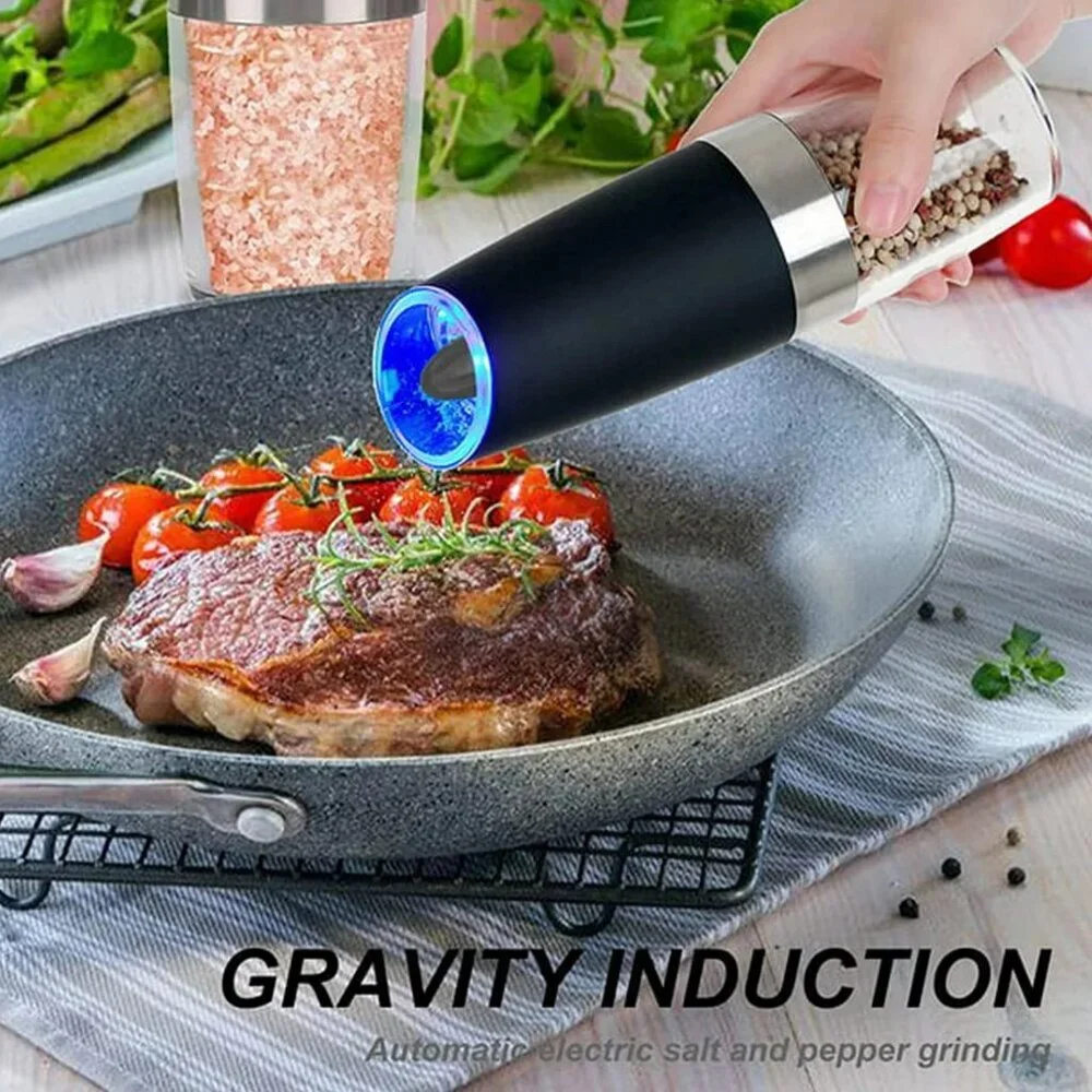 🔥2 Pack Gravity Electric Salt and Pepper Grinder Mill Shaker Adjustable Auto🔥